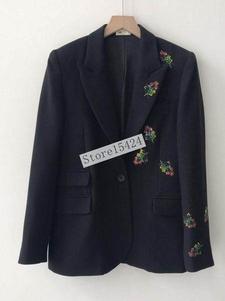 pants women's jacket 2022 autumn and winter new flower diamond vneck longsleeved black casual suit jacket professional wear, White